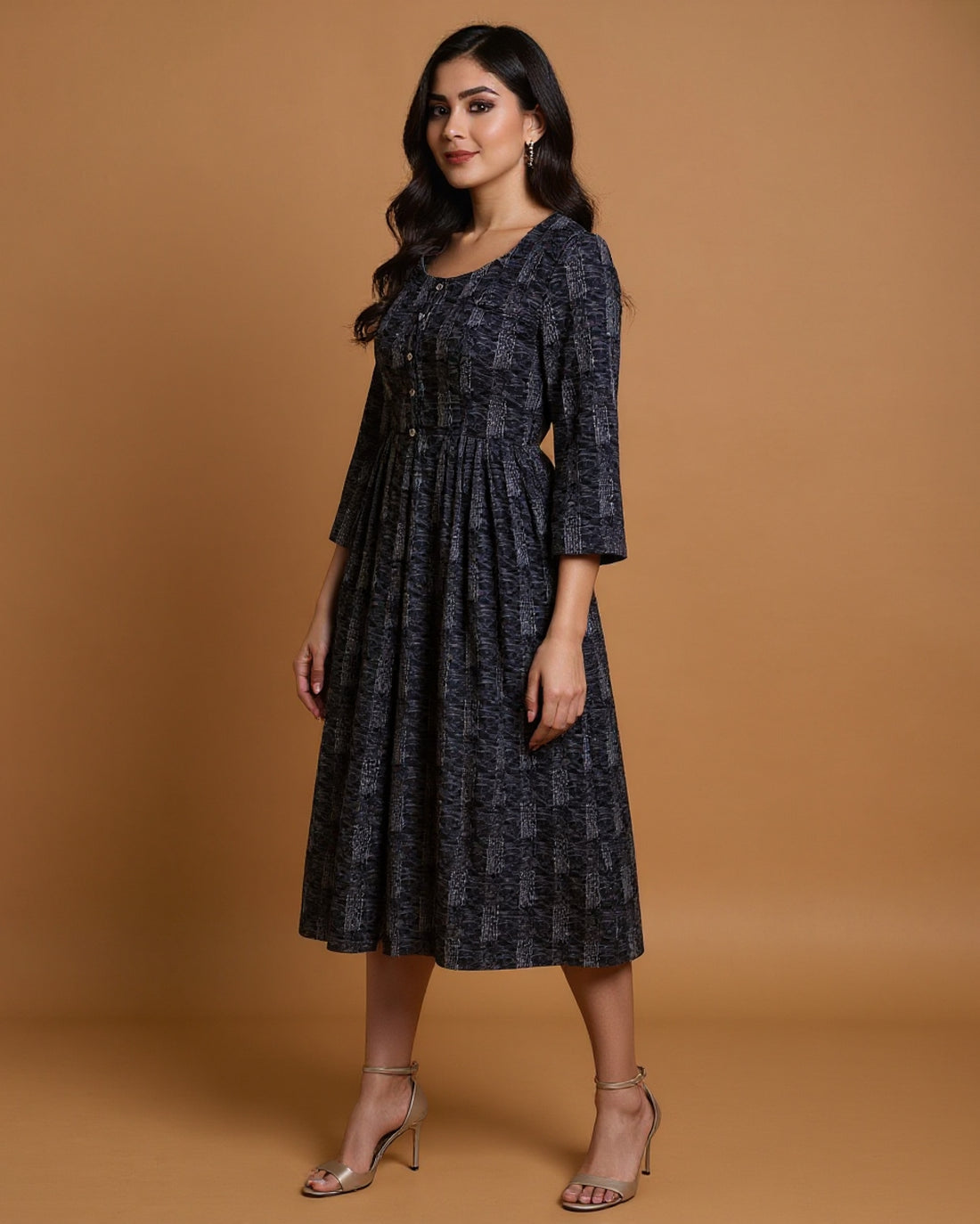 Maternity Wear - Grey Textured Speckle Print Women's Feeding Top