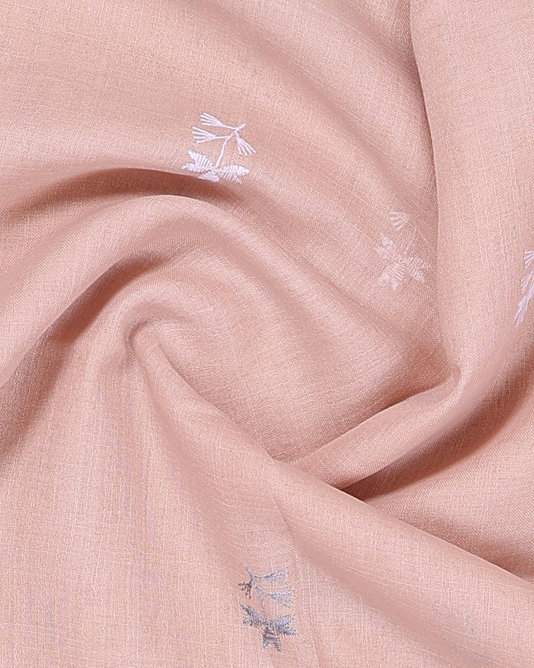 Elegant Linen Cotton Saree with Floral Embroidery - Pink