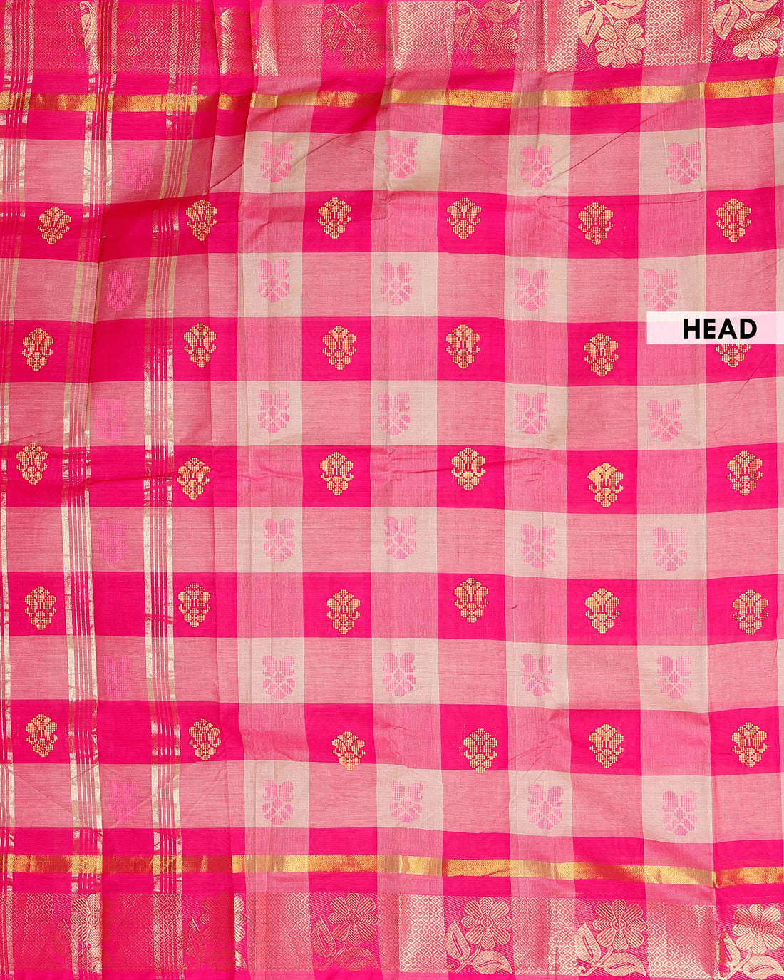 Traditional Handloom Woven Chettinad Cotton Saree with Floral Zari Motifs  - Multi
