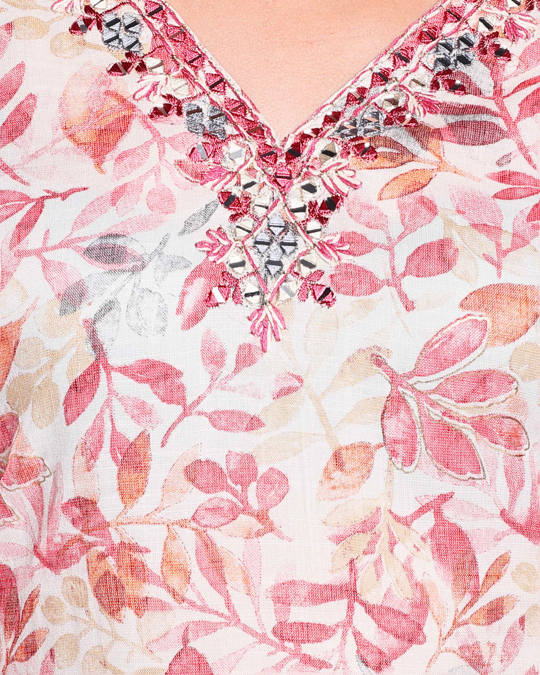 Elegant Women's Floral Printed Kurta with Palazzo Set  - White