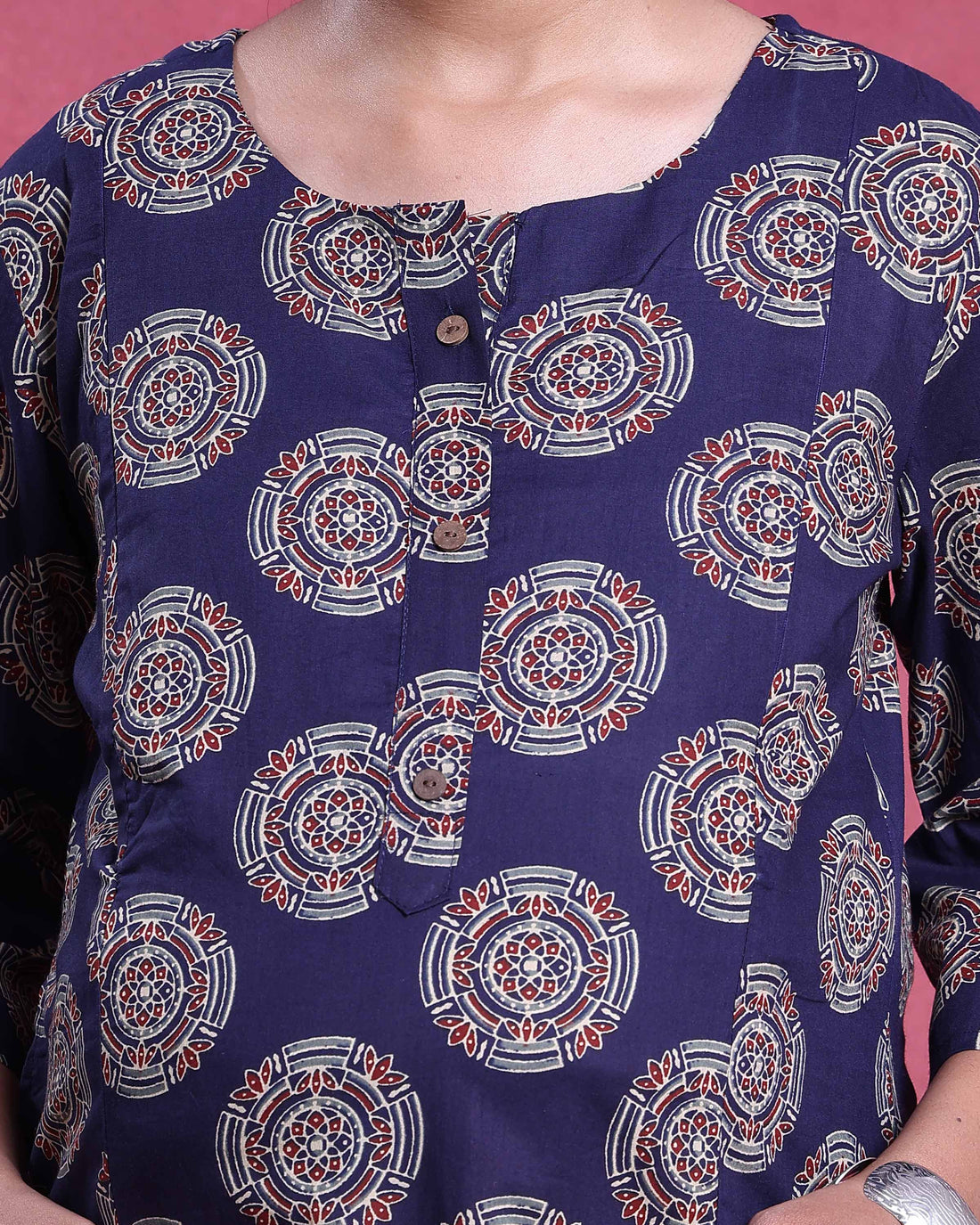 Women’s Printed Maternity Wear With Feeding Zip - Navy Blue