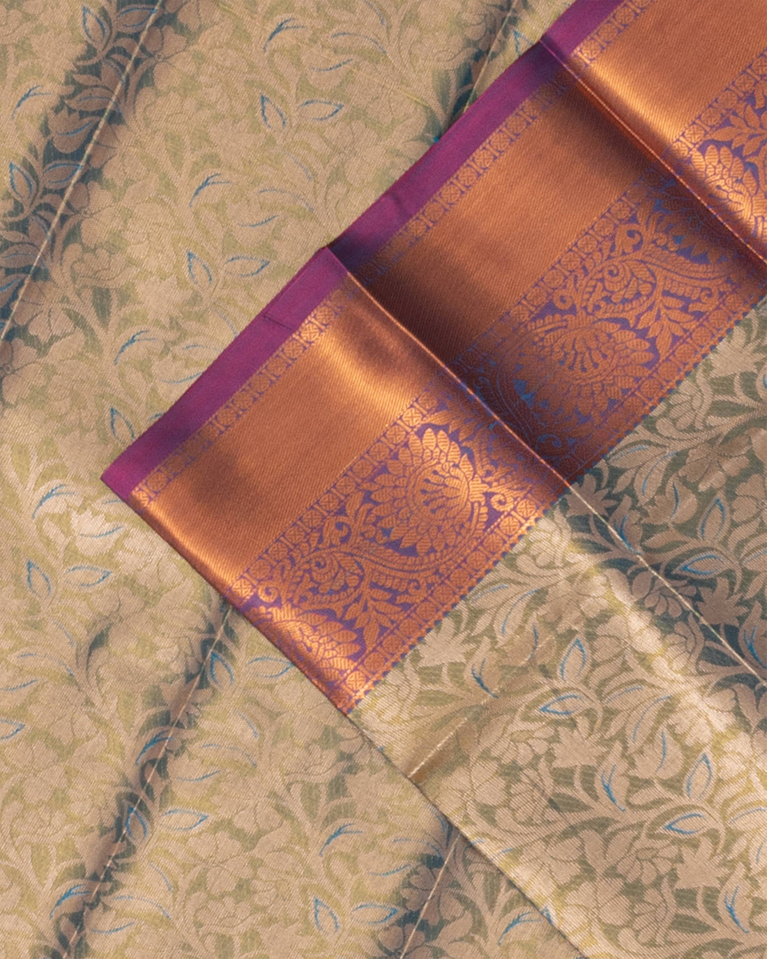 Green Printed Kanchipuram Tissue Saree