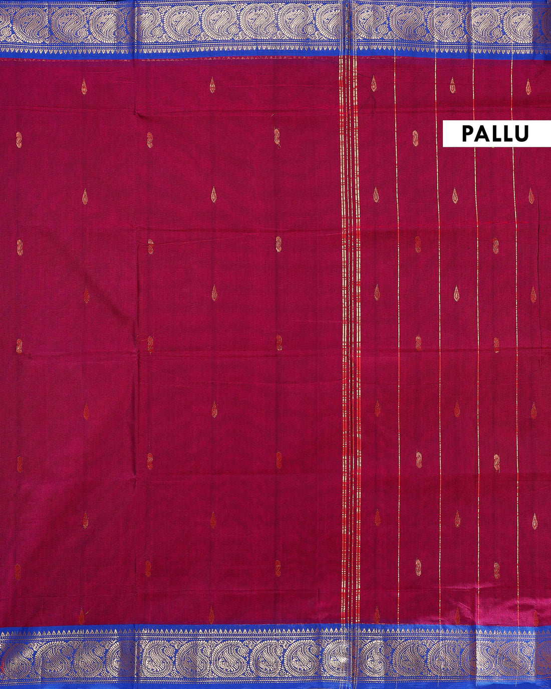 Handloom Chettinad Cotton Saree with Contrasting Zari Border and Traditional Motifs  - Maroon