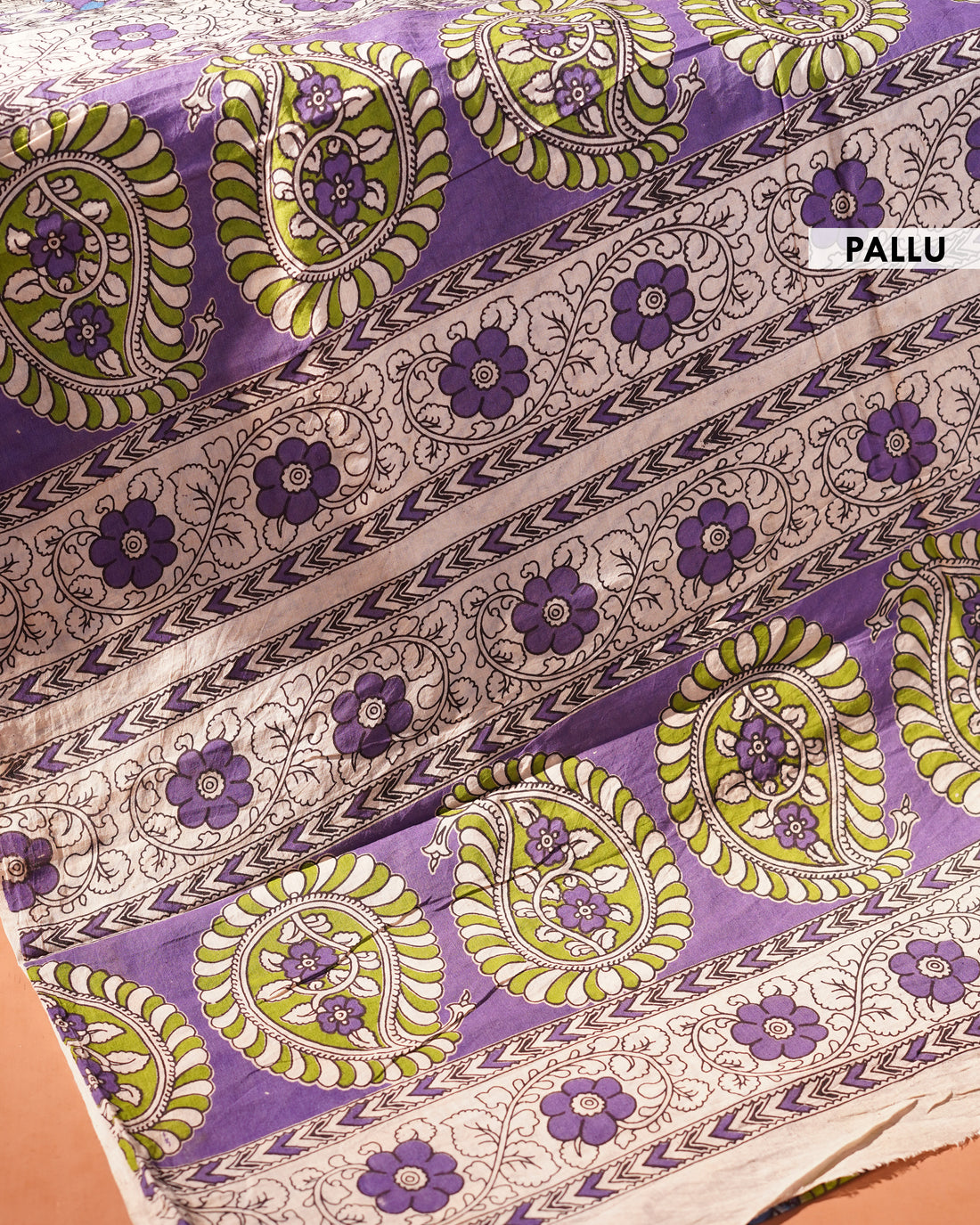 Cotton Kalamkari Printed Saree - Purple