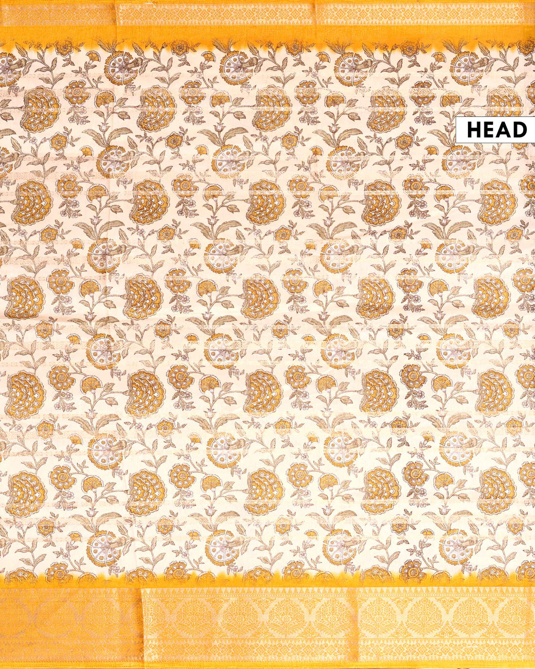 Elegant Dola Saree with Floral Butta Motifs and Classic Zari Woven Contrast Border - Cream