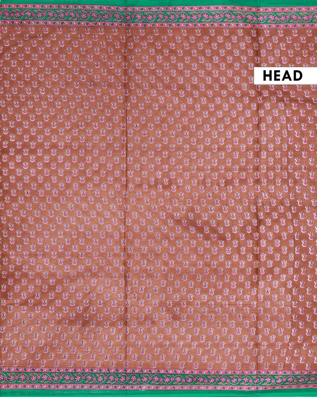 All-Over Floral Printed Voile Saree with Intricate Contrast Border – Brown