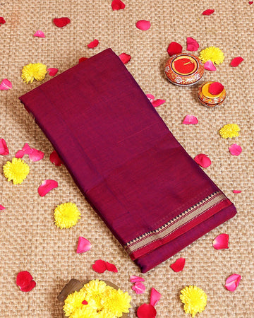 Traditional Authentic Narayanpet Cotton Handloom Saree with Traditional Temple Border & Fine Woven - Magenta