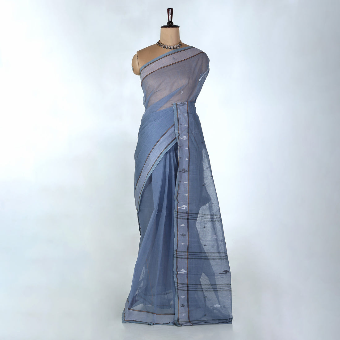 Grey Bengal Cotton Saree For Women | Daily Office Wear Summer Collection | Jeyachandran - Full View