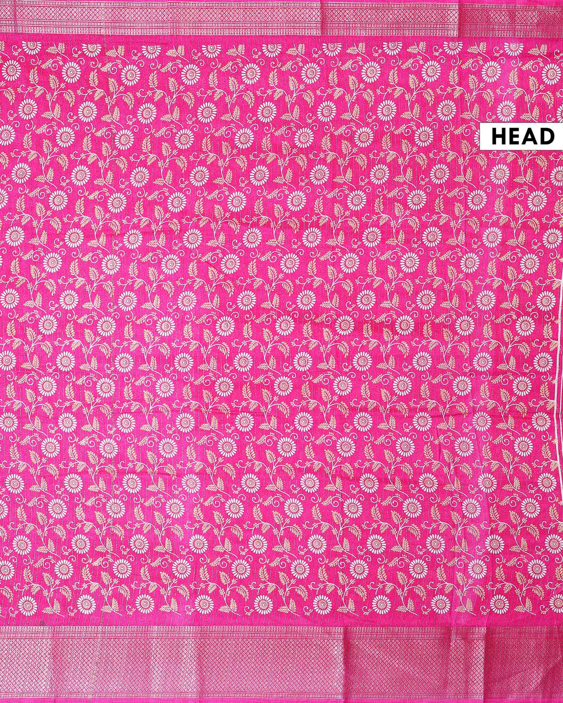 Elegant Dola Silk Saree with All-Over Floral Vine Motifs and Rich Traditional Zari Woven Border - Pink