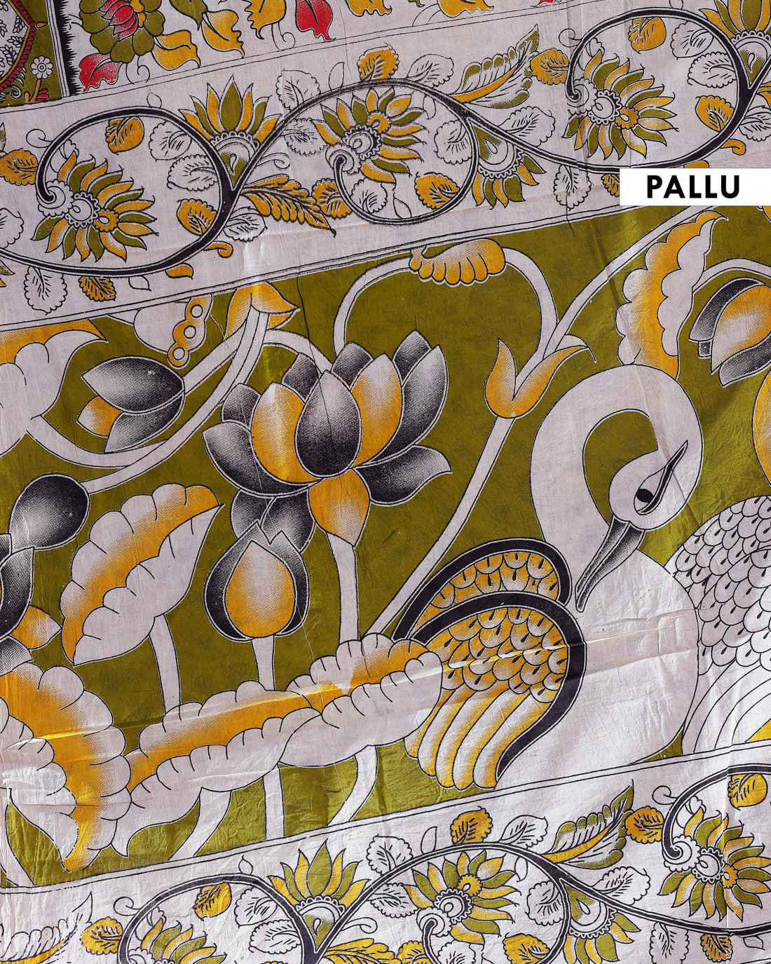 Traditional Handloom Kalamkari Cotton Saree with Intricate Floral and Avian Motifs - Multi