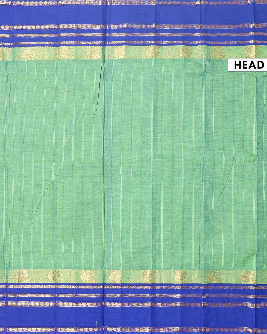 Traditional Chettinad Cotton Saree with Traditional Zari Border - Green