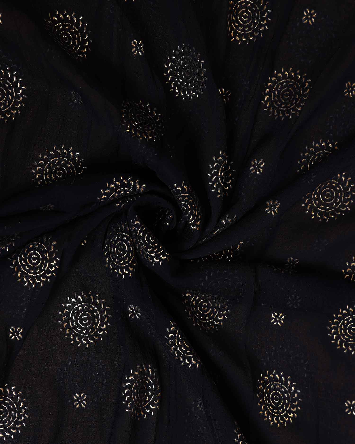 Elegant Women’s Dupatta with All Over Circular Sequin Butta Motifs with Delicate Embroidery & Tassel Border, Black