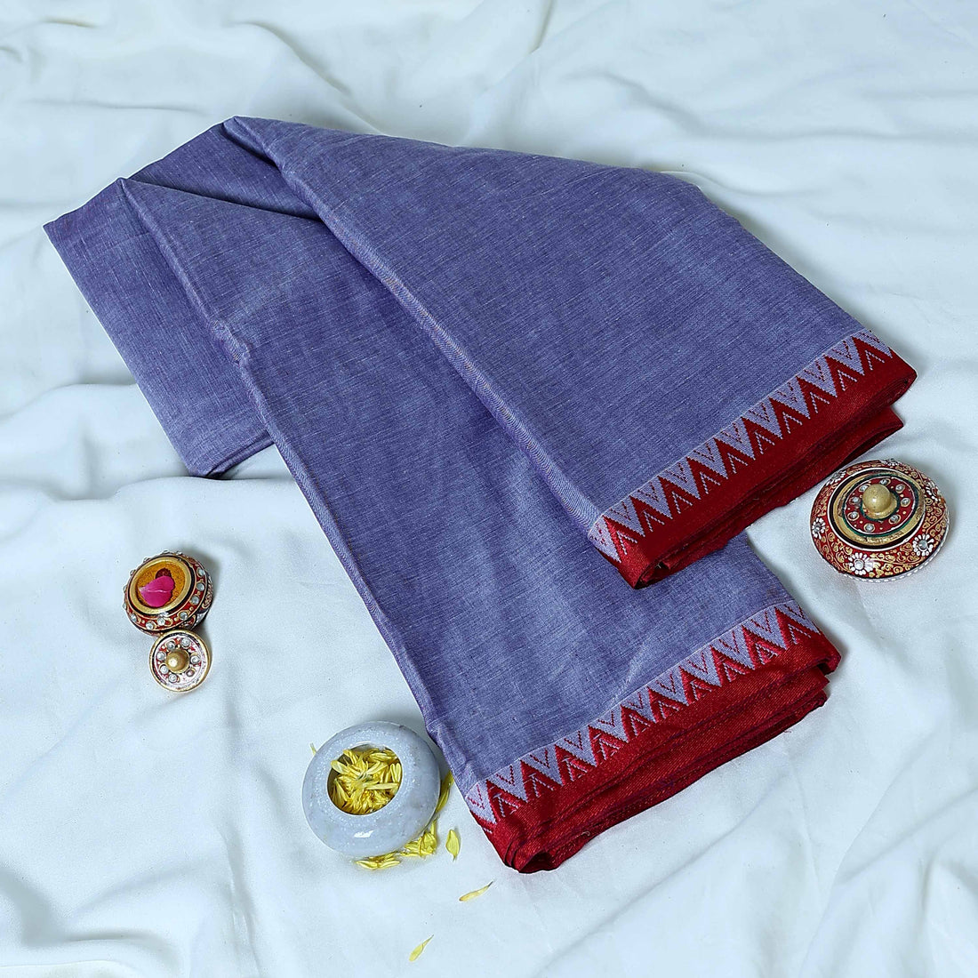 Lavender Mangalagiri Cotton Saree for Women | Festive Summer Collection | Jeyachandran - Full View