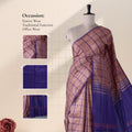 Banana Pith Saree in Rose Gold and Purple Checks with Contrast Pallu
