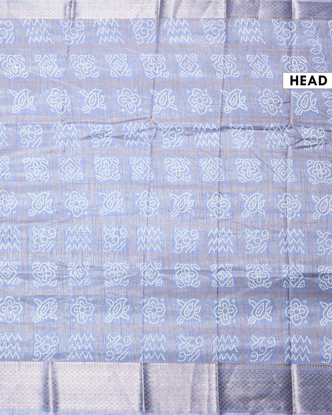 Traditional Dola Silk Saree with All-Over Bandhani Inspired Motifs and Intricate Woven Border - Grey