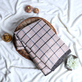 Banana Pith Saree with Black Checks and Border