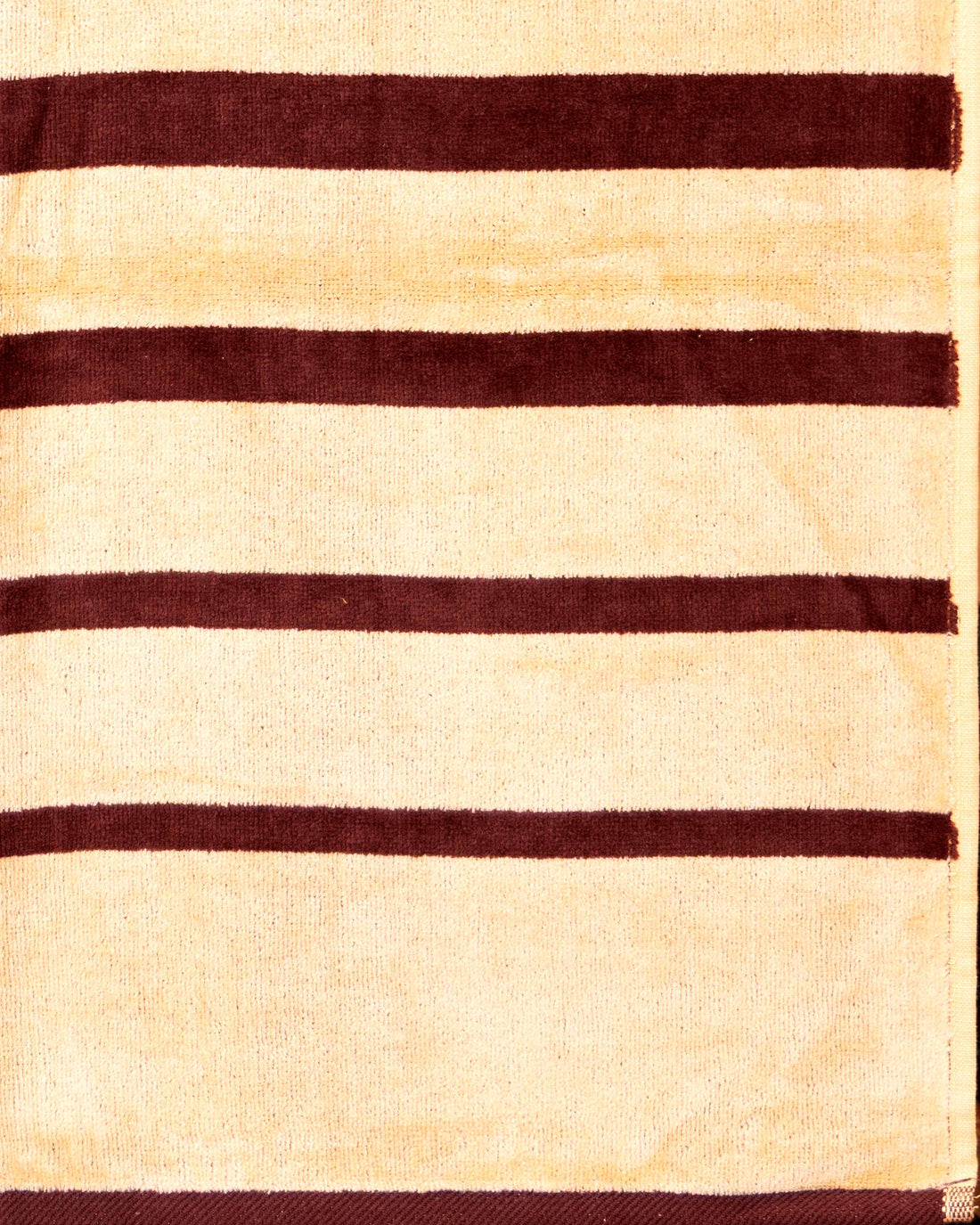 Elegant Hand knotted Striped Wool Towel - Cream and Maroon