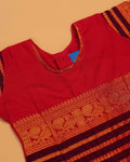 Classic Kids Pattu Pavadai Readymade a Traditional Ethnic Gown with Zari Border and Puff Sleeves, Pink