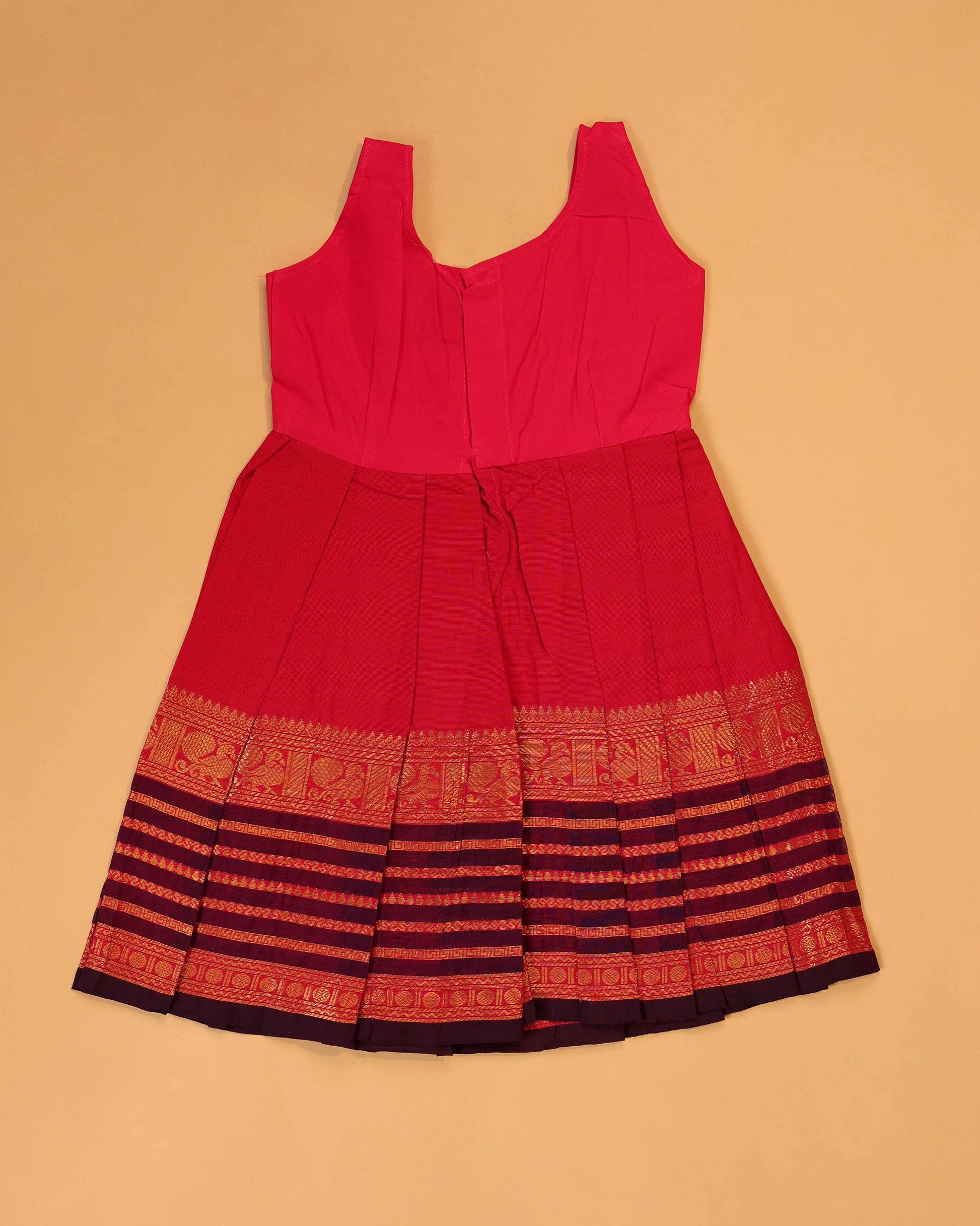 Classic Kids Pattu Pavadai Readymade a Traditional Ethnic Gown with Zari Border and Puff Sleeves, Pink