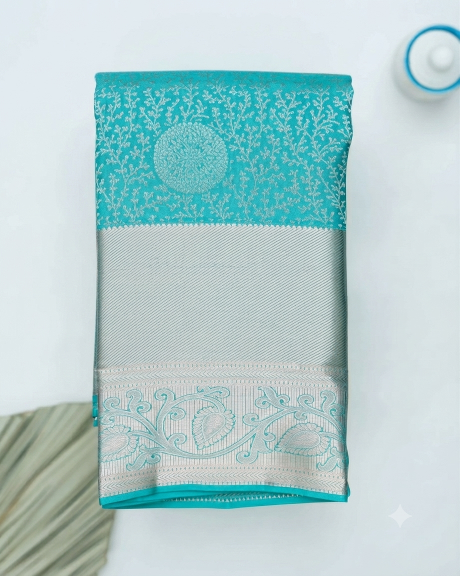 Exquisite Niranjana Silk Saree with Intricate Zari Weave and Traditional Motifs - Blue