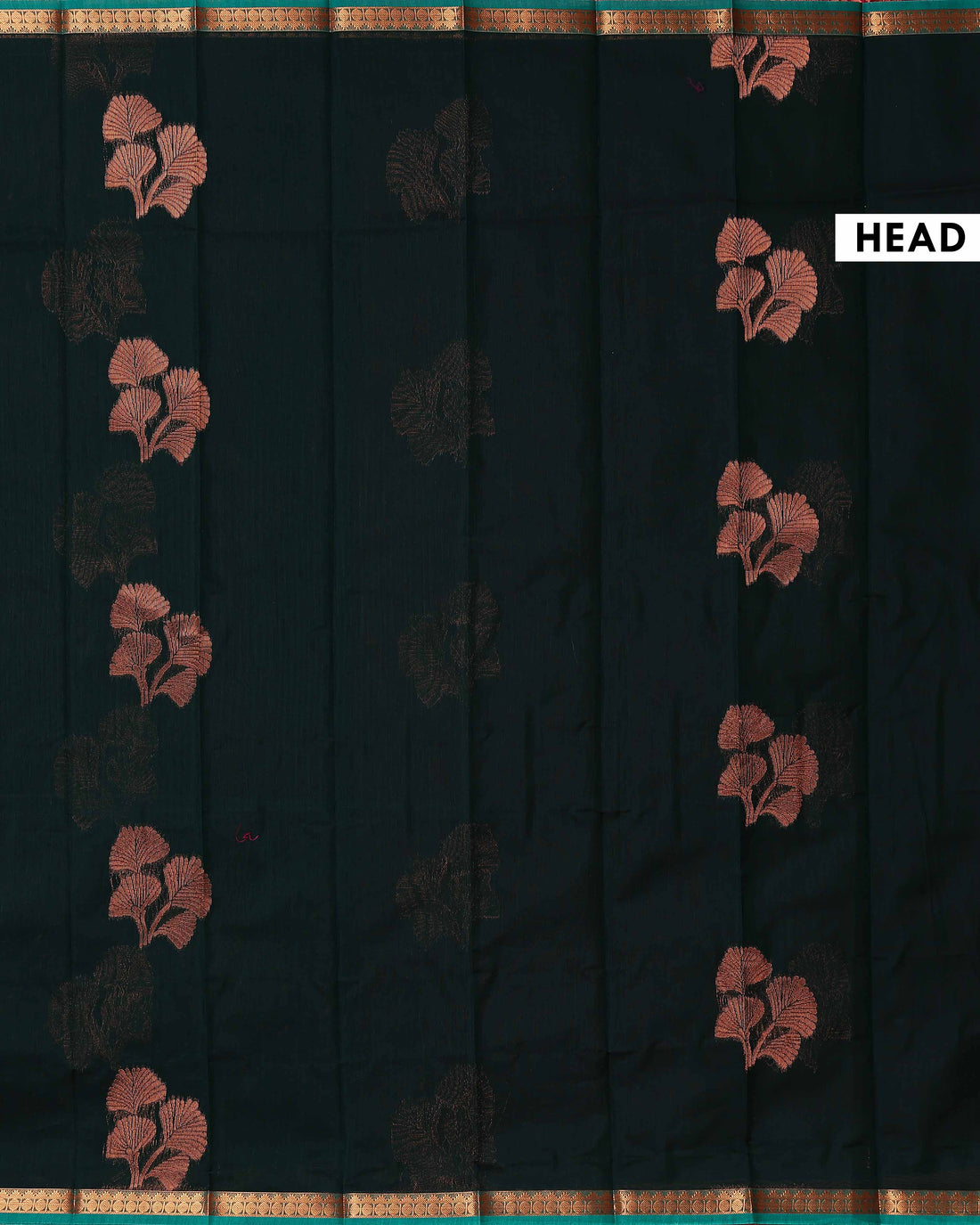 Elegant Elampillai Silk Cotton Saree with Traditional Zari Woven Border and Intricate Leaf Motifs - Dark Green