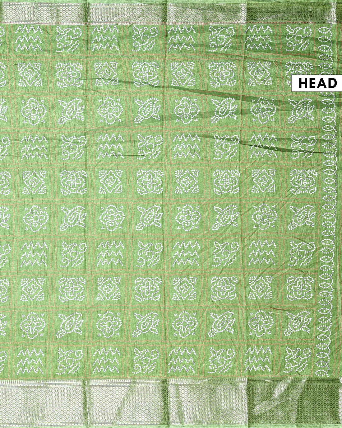 Traditional Dola Silk Saree with All-Over Bandhani Inspired Motifs and Intricate Woven Border - Green