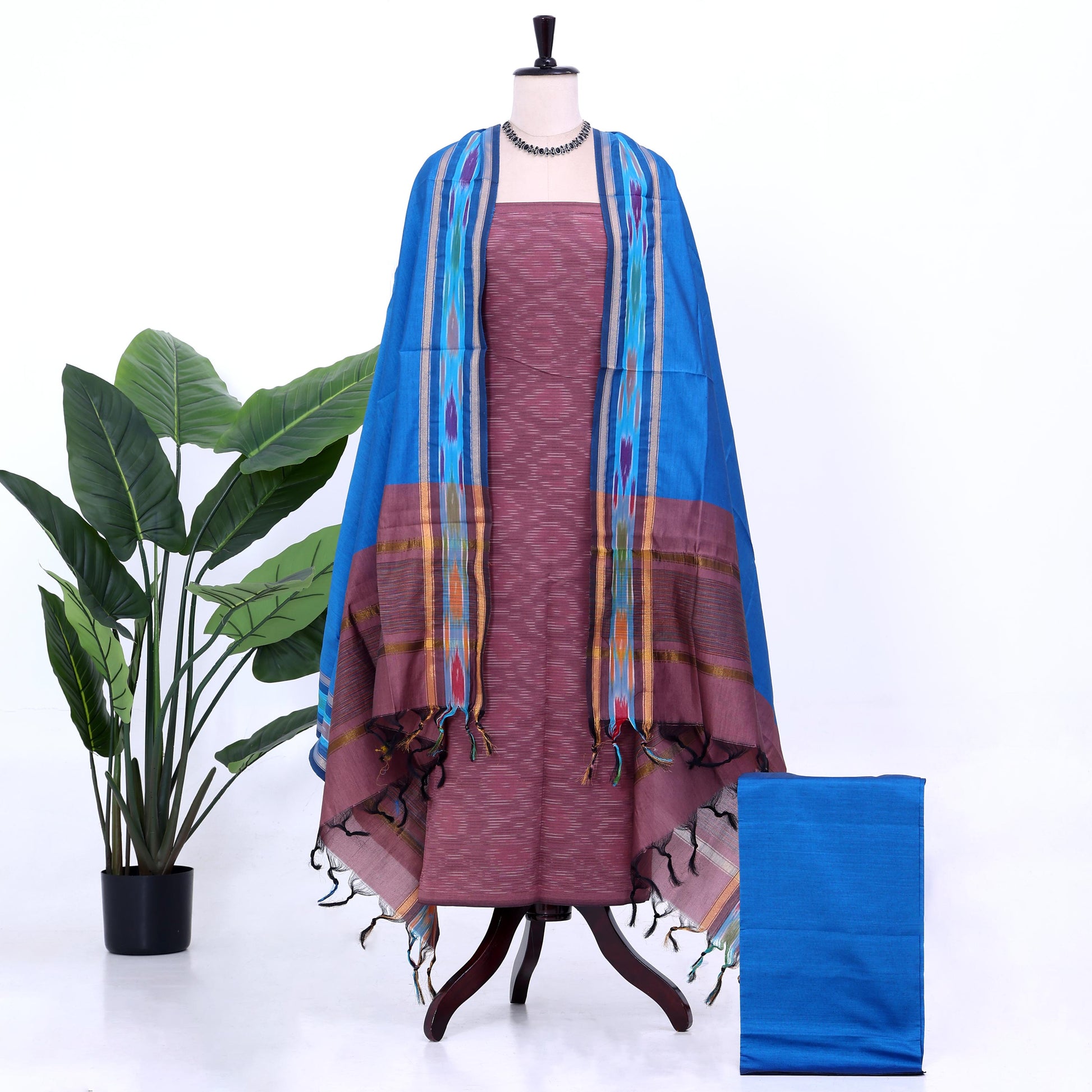 Onion Pink Cotton Unstitched Salwar Material for Women | Ethnic Summer Collection | Jeyachandran - Full View