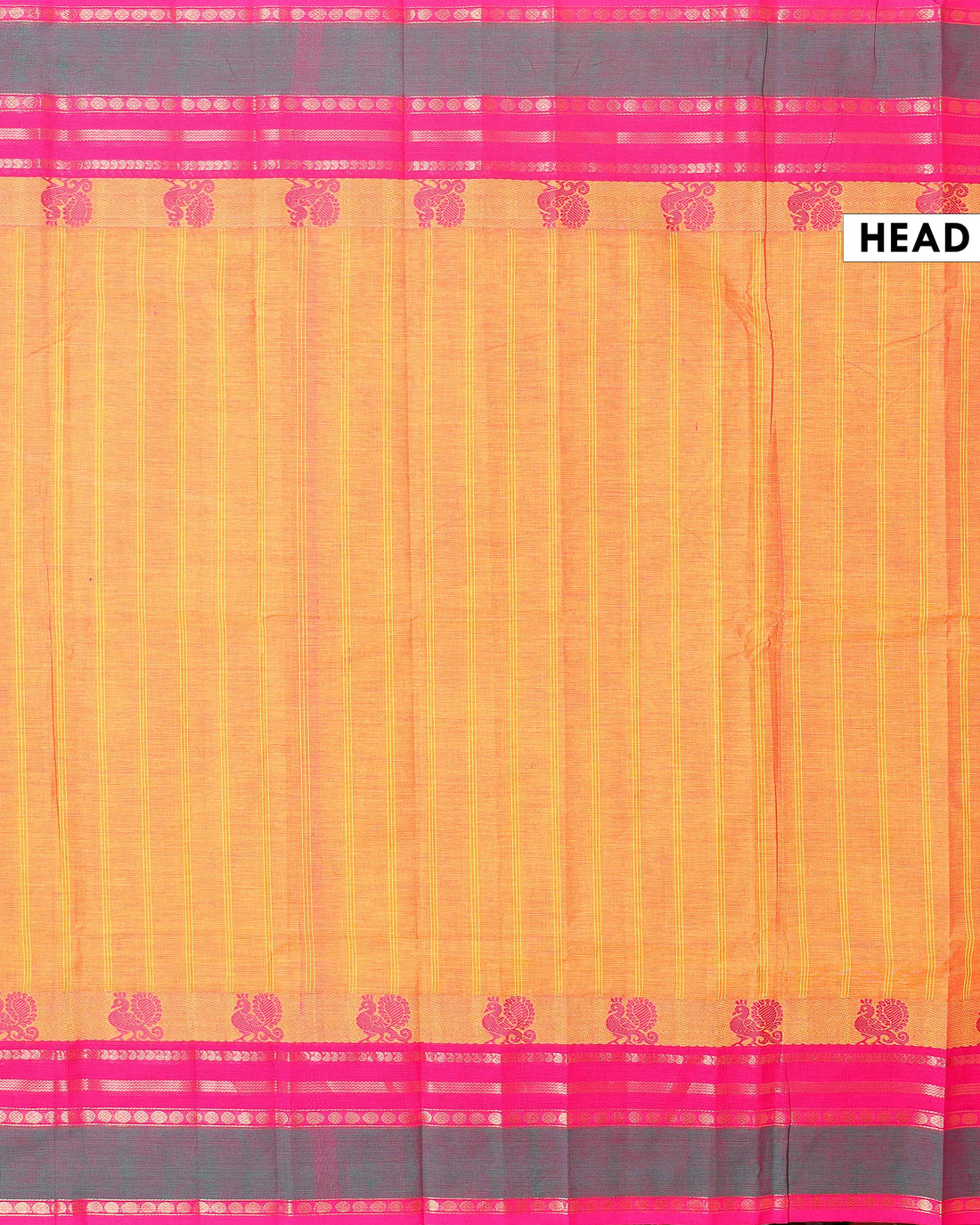 Traditional Handwoven Chettinad Cotton Saree with Traditional Zari Border - Sandal