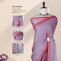 Purple Mangalagiri Cotton Saree With Red Temple Border And Striped Pallu Detail Design
