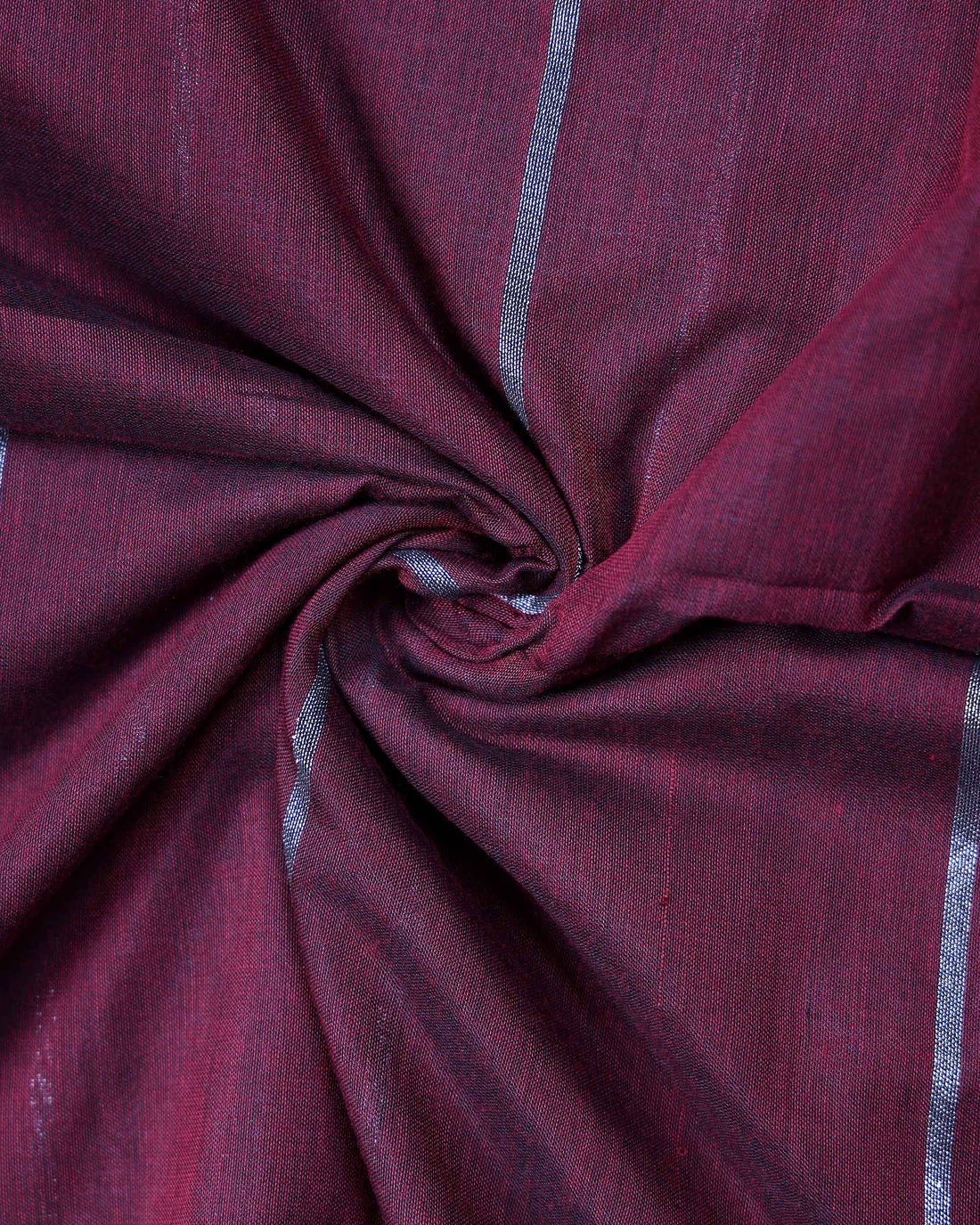 Traditional Khadi Cotton Saree with Woven Stripe Border and Contrast Printed Blouse Piece - Maroon