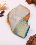 Exquisite Handwoven Niranjana Silk Saree with Intricate Zari Work - Light Beige