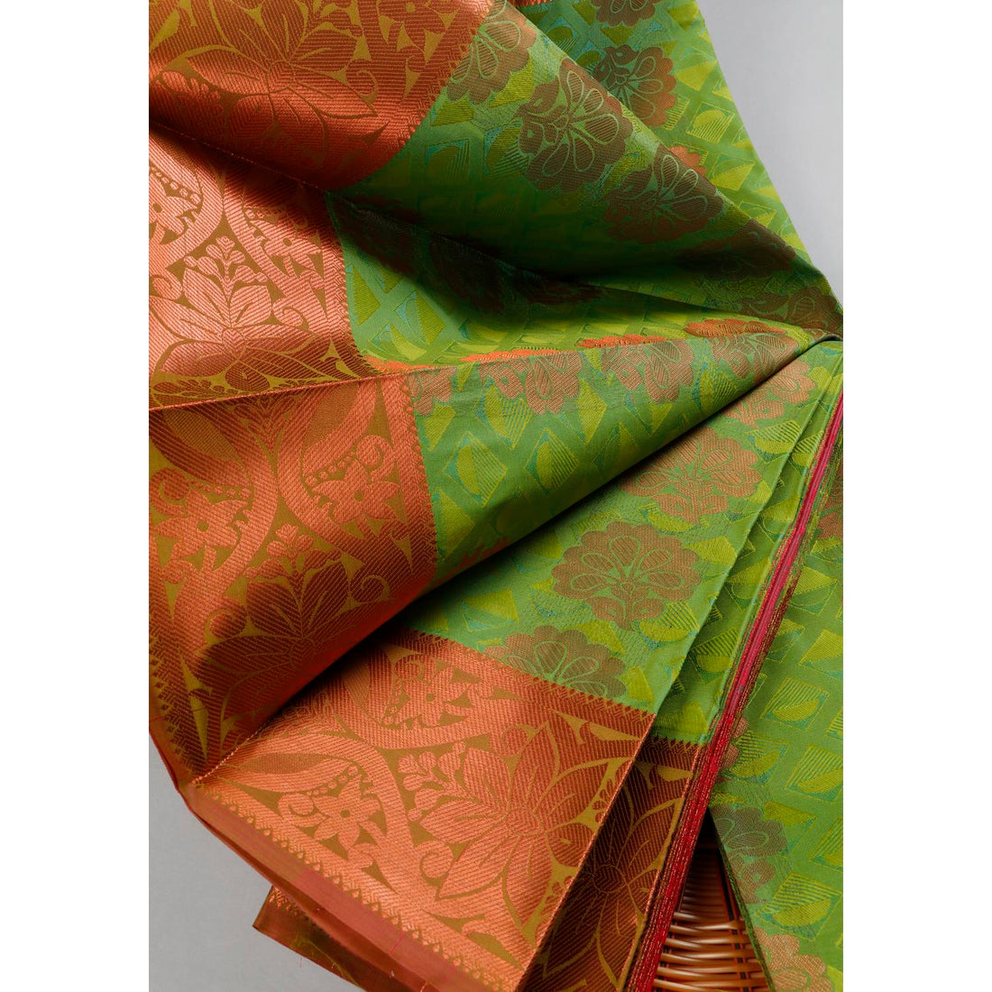 Green Colour Aparna Saree with Flower Design Border