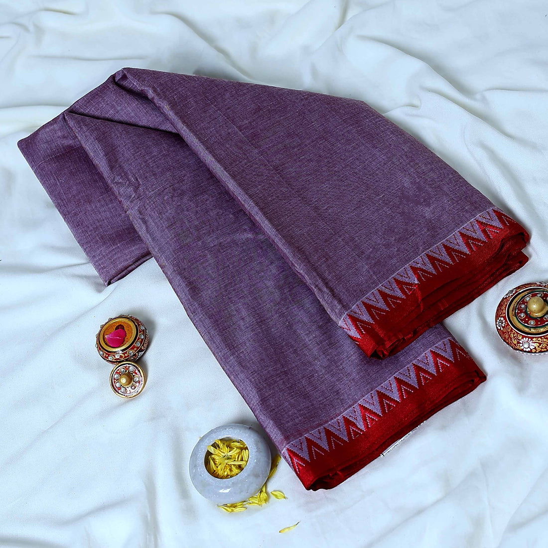 Purple Mangalagiri Cotton Saree for Women | Festive Summer Collection | Jeyachandran - Full View