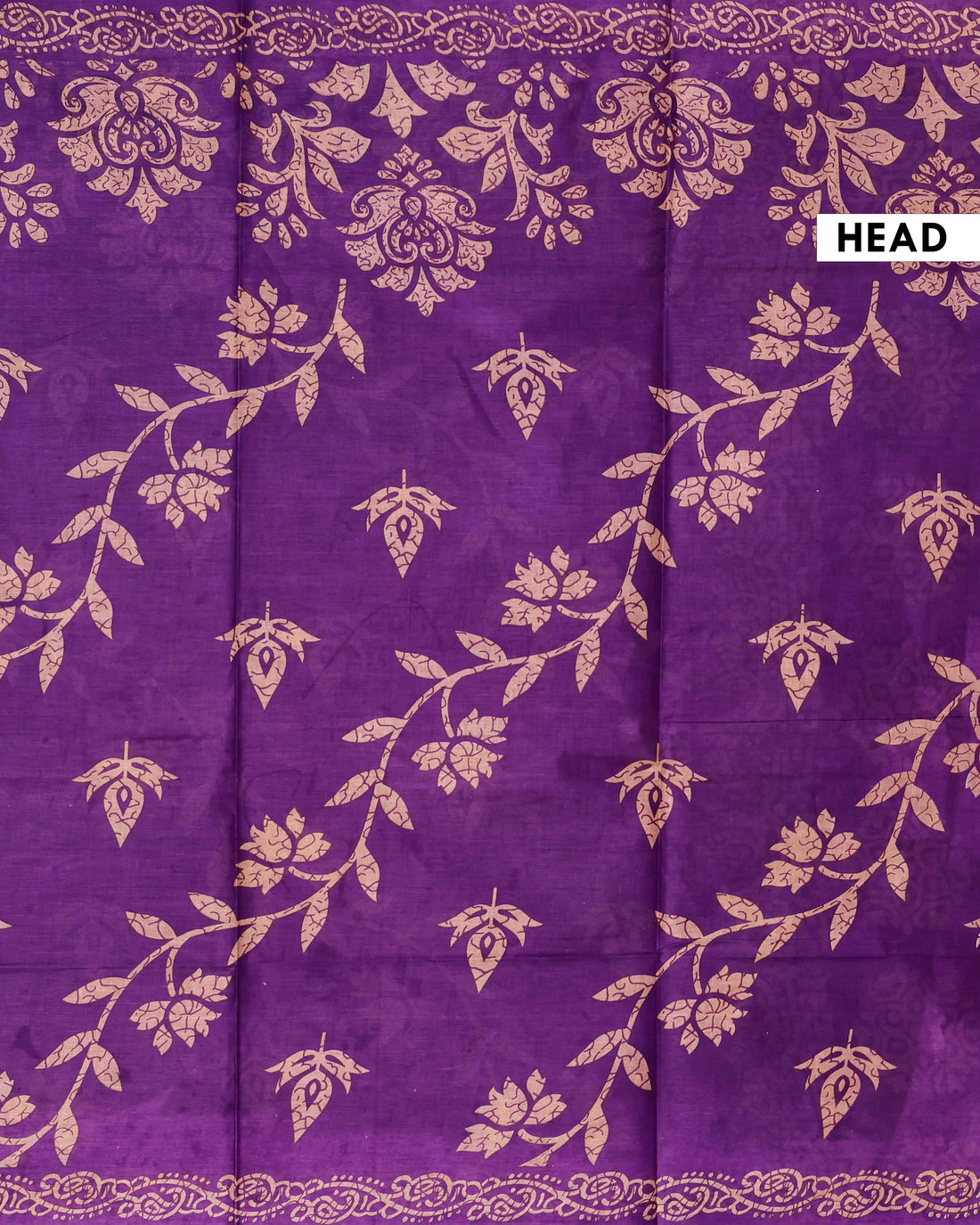 All-Over Floral Printed Voile Saree with Intricate Contrast Border – Violet