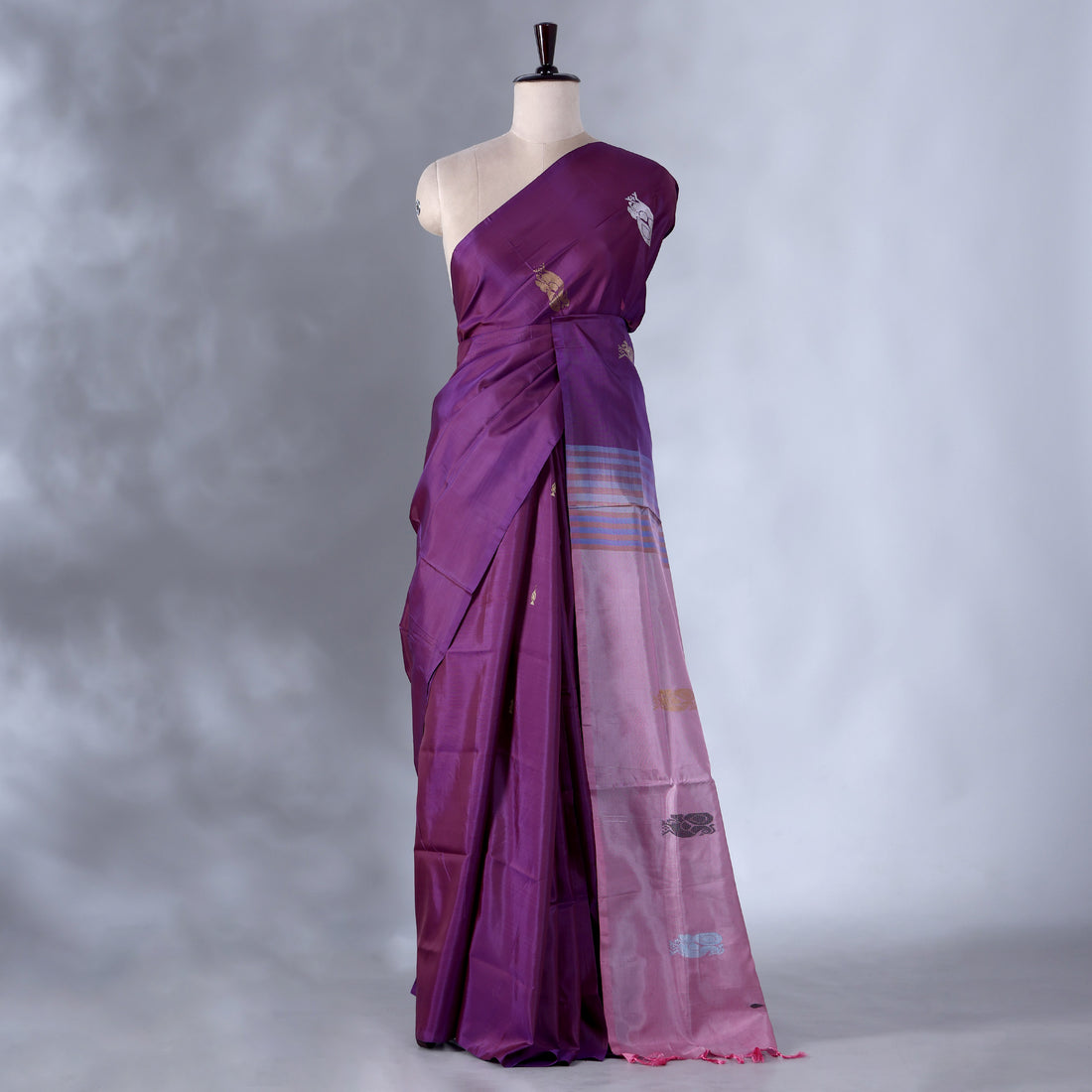 Wine Banana Pith Semi Silk Saree for Women | Wedding & Festive occasion | Jeyachandran - Full View