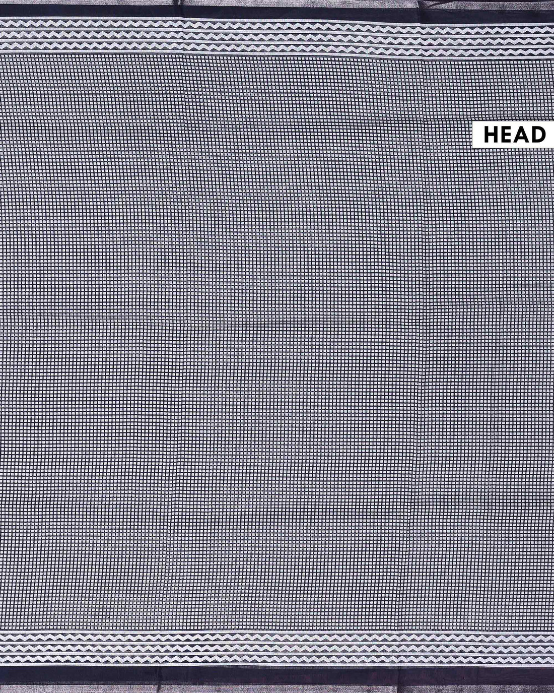 Elegant Linen Blend Saree with Micro Checkered Weave and Intricate Geometric Temple Border - Multi