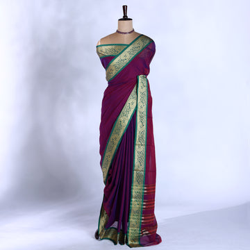 Purple Mangalagiri Cotton Saree for Women | Festive Summer Collection | Jeyachandran - Full View