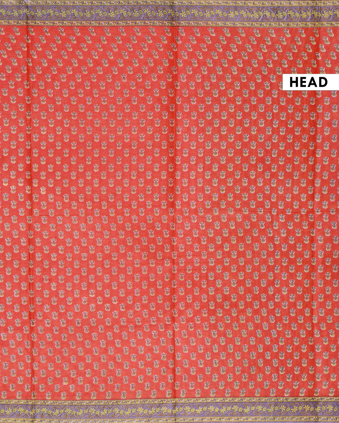 All-Over Floral Printed Voile Saree with Intricate Contrast Border – Orange