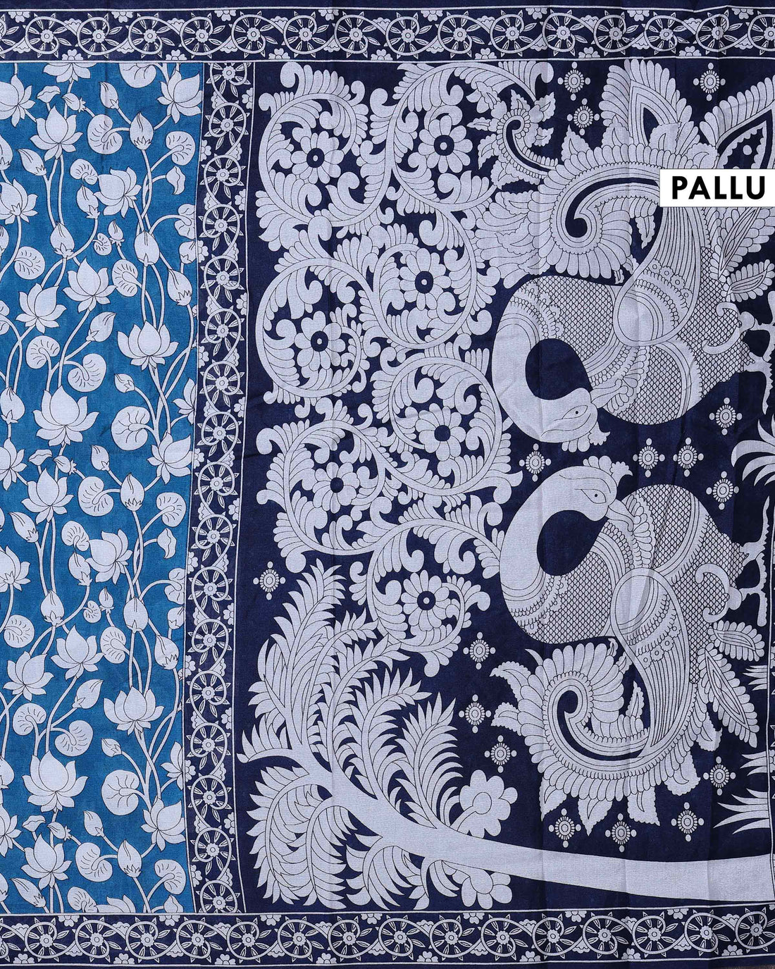 Elegant Semi Chanderi Saree with Traditional Floral Motifs and Intricately Contrast Woven Border  - Blue