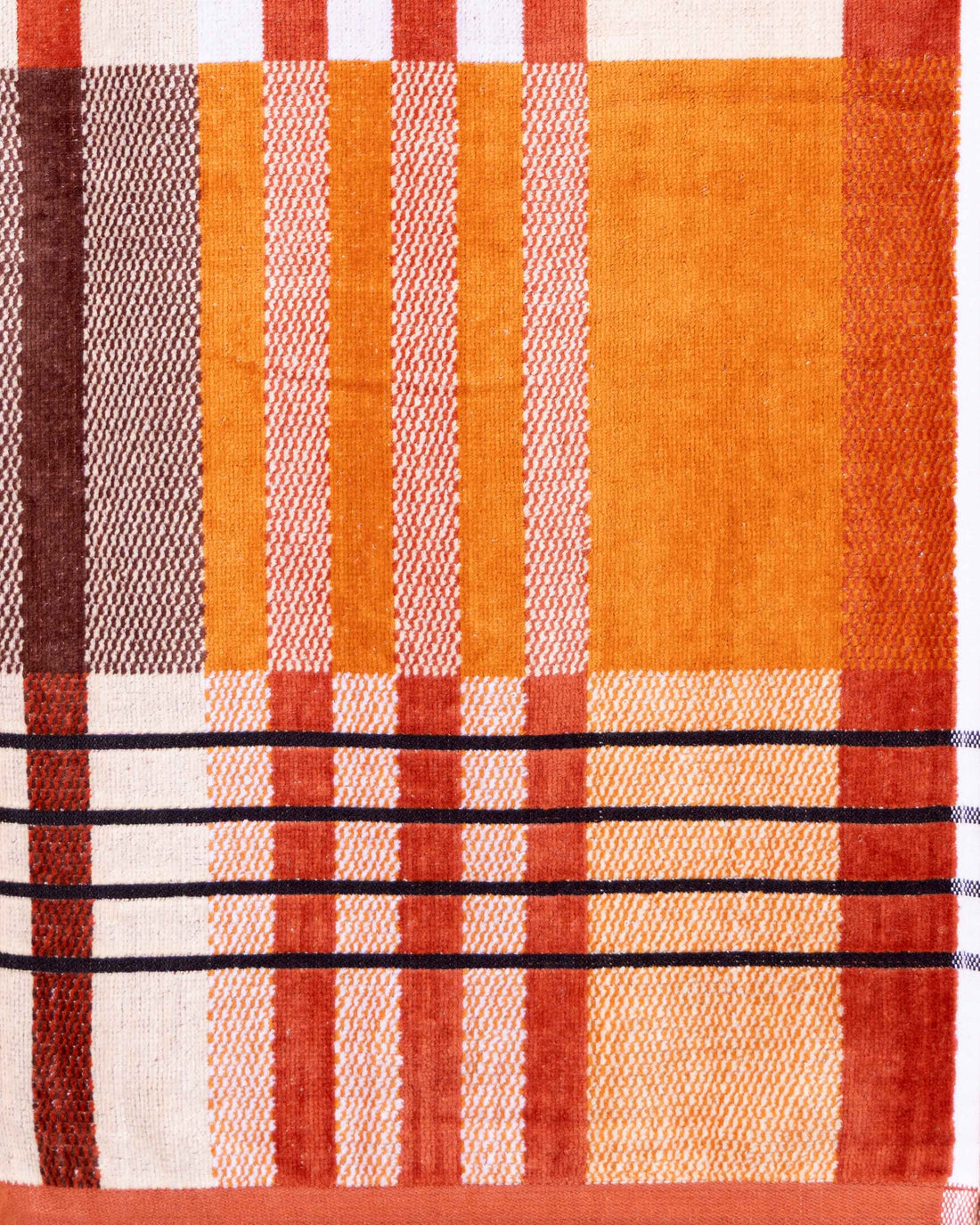 Elegant Woven Cotton Checkered Bath Towel - Multi