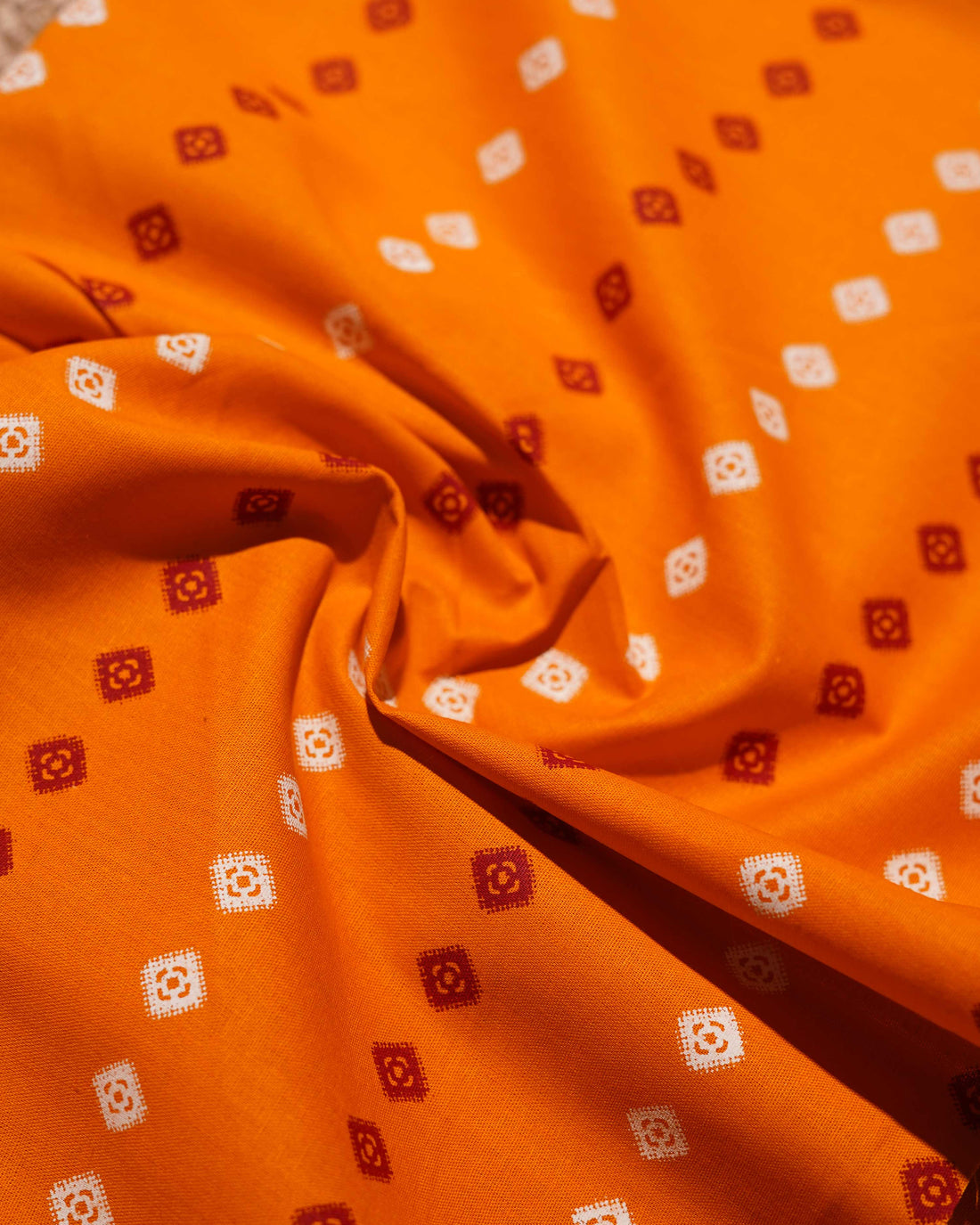 Unstitched Bandhani Print Cotton Salwar Material with Dupatta - Maroon
