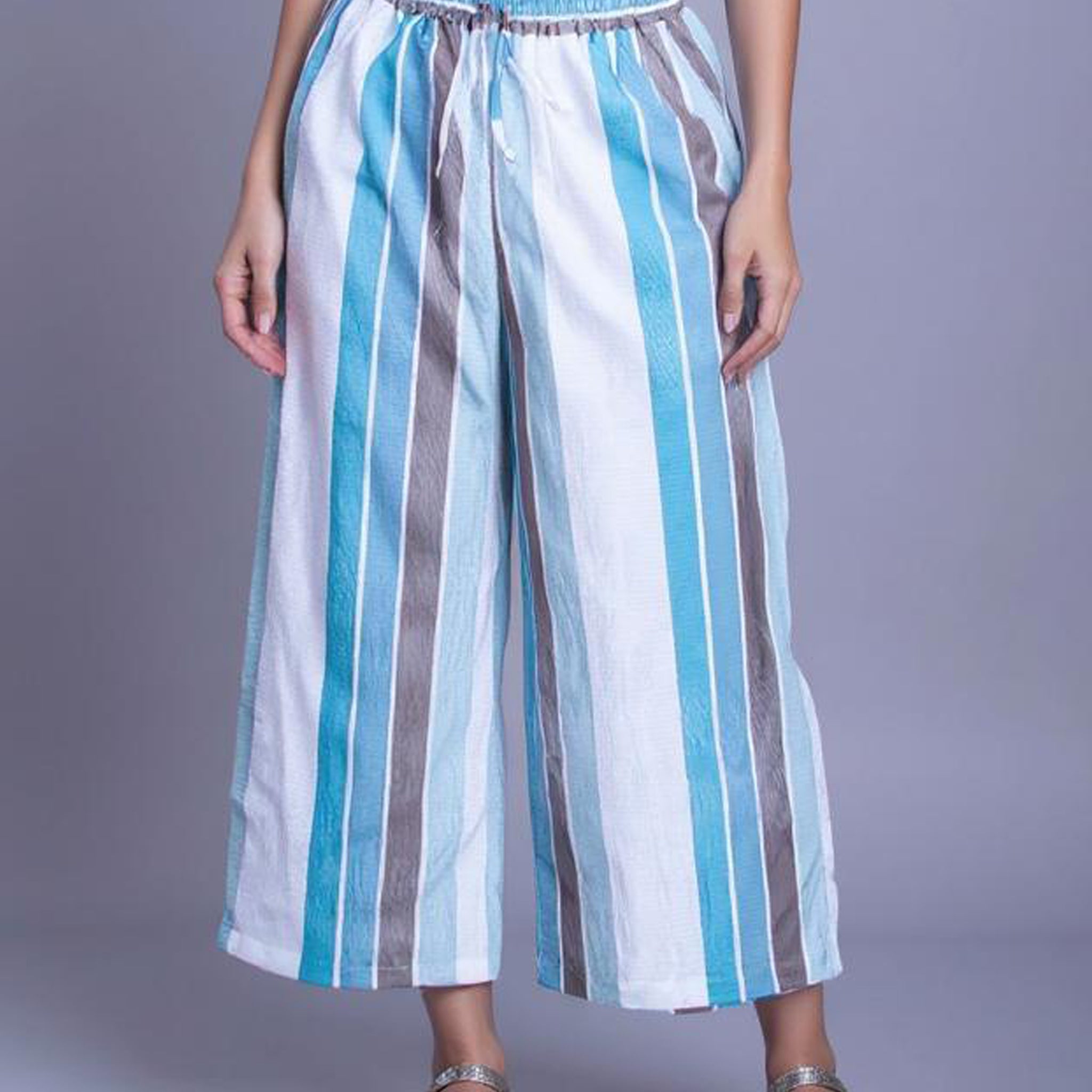 Women's Striped Wide-Leg Palazzo Pant - Multi