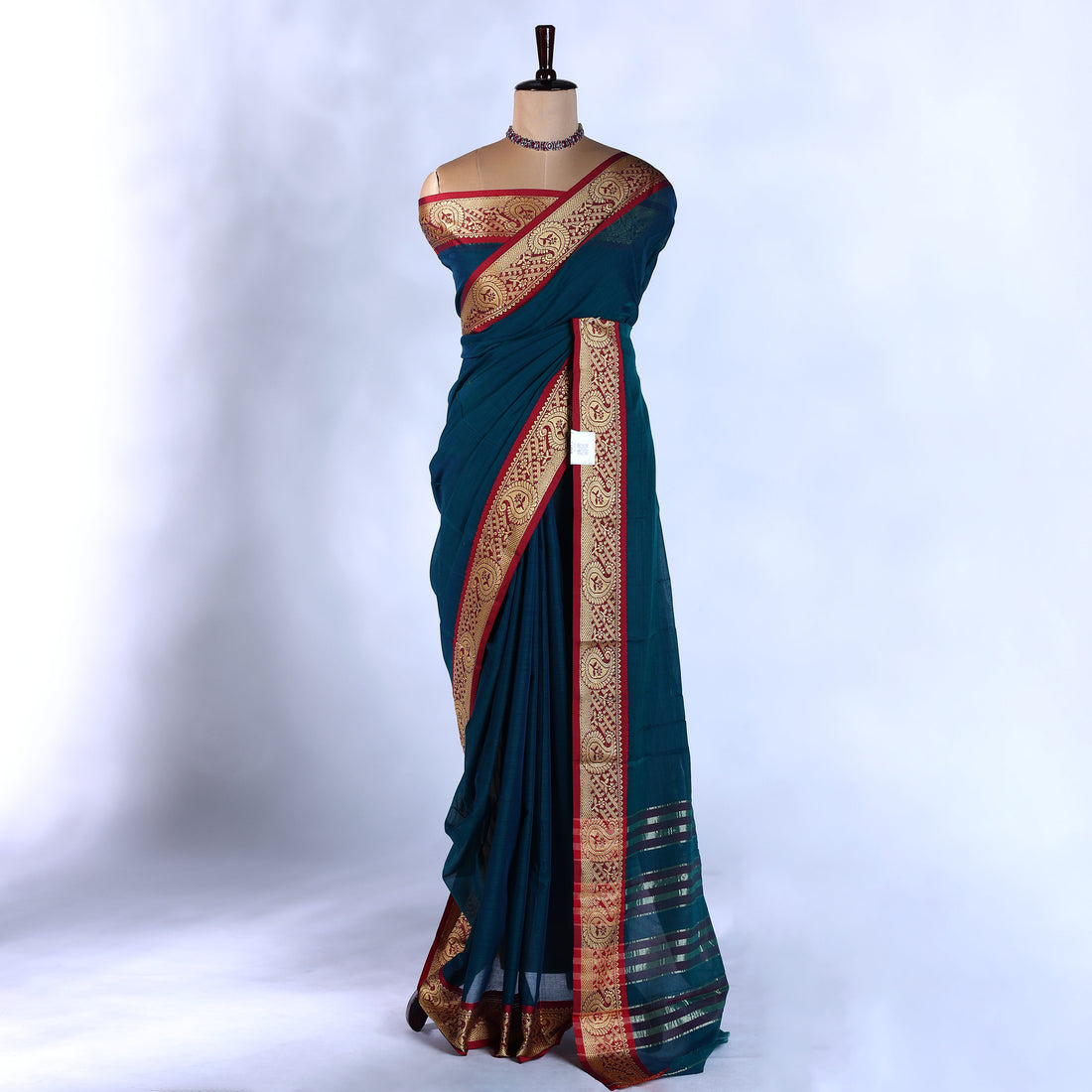 Teal Mangalagiri Cotton Saree for Women | Festive Summer Collection | Jeyachandran - Full View