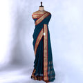 Teal Mangalagiri Cotton Saree for Women | Festive Summer Collection | Jeyachandran - Full View