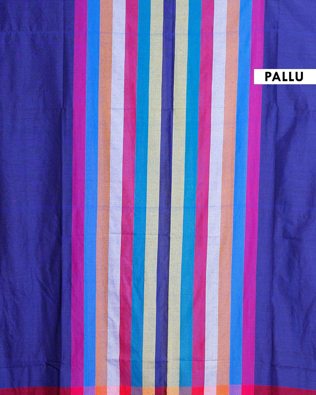 Handloom Mul Mul Cotton Saree with Vibrant Striped Pallu & Tassel Border - Multi