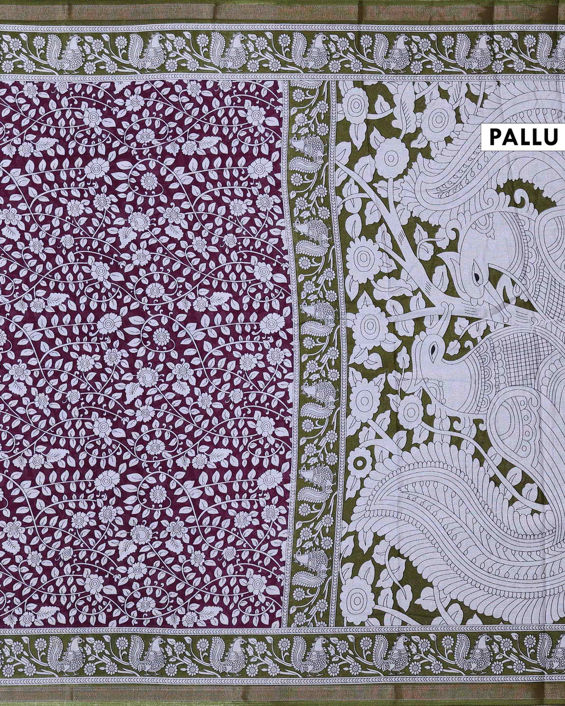 Elegant Semi Chanderi Saree with Traditional Floral Motifs and Intricately Contrast Woven Border  - Dark Purple