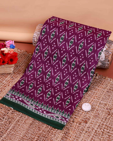 All-Over Floral Printed Voile Saree with Intricate Contrast Border – Purple