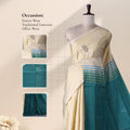 Banana Pith Saree in Yellow with Teal Pallu and Intricate Gold Zari Border
