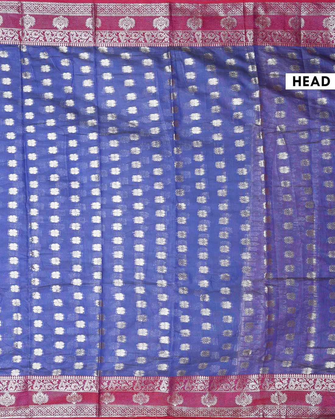 Elegant Banarasi Tissue Saree with Traditional Zari Motifs and Ornate Woven Border – Blue