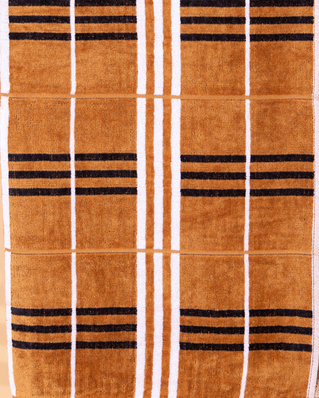Elegant Soft Classic Striped Terry Cloth Bath Towel - Brown